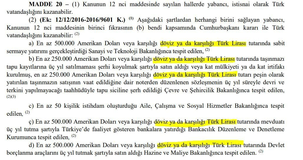 Resmi Gazete'de yayımlandı: Türk vatandaşlığına kabul şartlarında değişiklik - Resim : 1