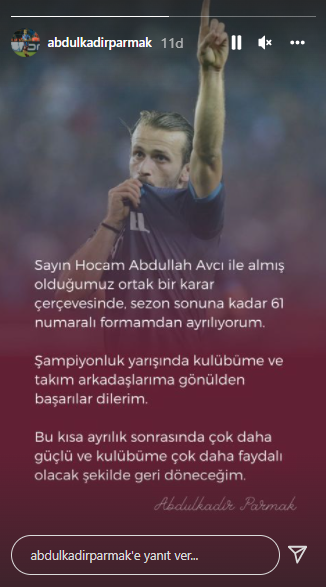 Abdülkadir Parmak Trabzonspor'dan ayrıldı - Resim : 1