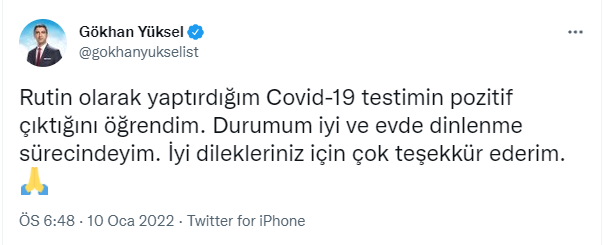 Kartal Belediye Başkanı Gökhan Yüksel, koronavirüse yakalandı - Resim : 1