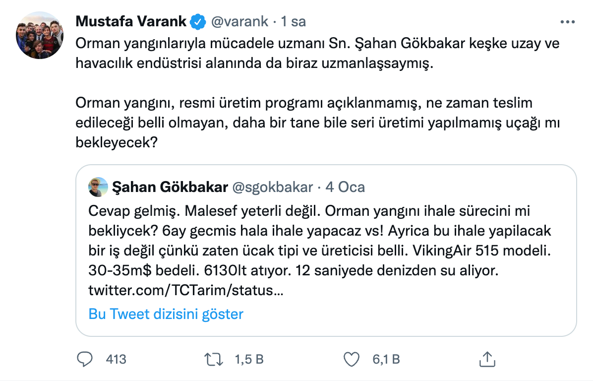 Bakan Varank'tan Şahan Gökbakar'a tepki - Resim : 1