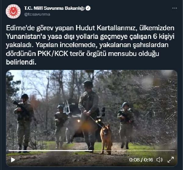 Milli Savunma Bakanlığı 4'ü PKK/KCK mensubu 6 kişinin sınırda yakalandığını duyurdu - Resim : 1