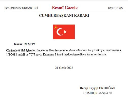 Erdoğan imzaladı: OHAL İşlemleri İnceleme Komsiyonu için gece yarısı kararı - Resim : 1