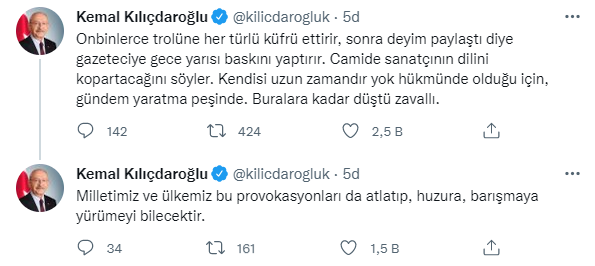 Kılıçdaroğlu'ndan Erdoğan'a Sedef Kabaş ve Sezen Aksu tepkisi: 'Buralara kadar düştü zavallı' - Resim : 1