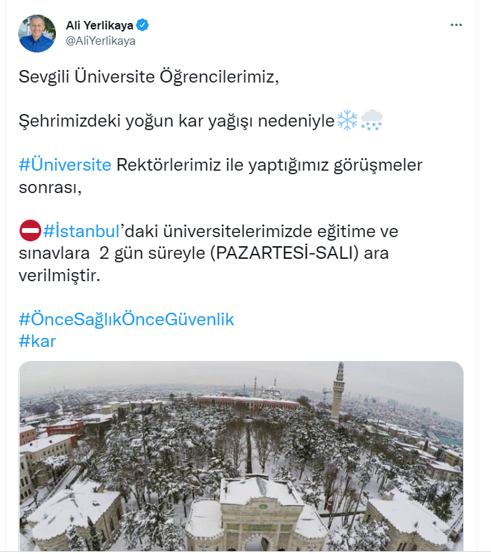İstanbul'da üniversiteler iki gün tatil edildi - Resim : 1