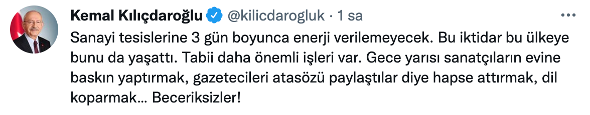 Kılıçdaroğlu'ndan doğalgaz kesintisine tepki: Beceriksizler - Resim : 1