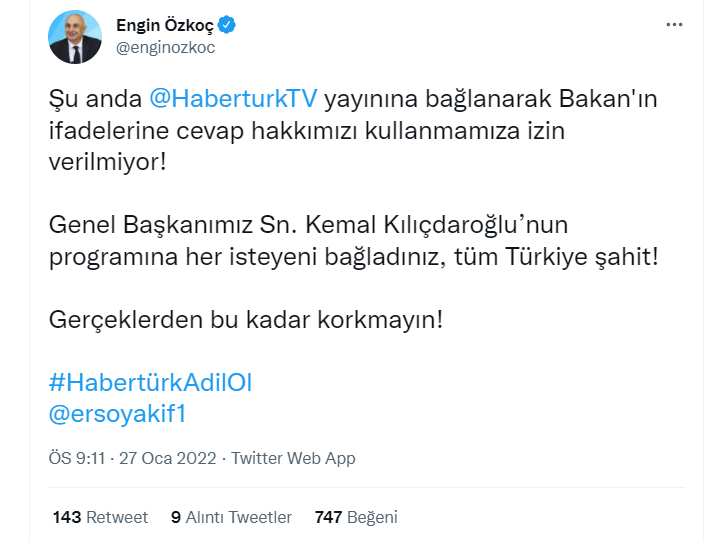 CHP'den Habertürk'e sert tepki: Kılıçdaroğlu'nun yayınına her isteyeni bağladınız! - Resim : 3