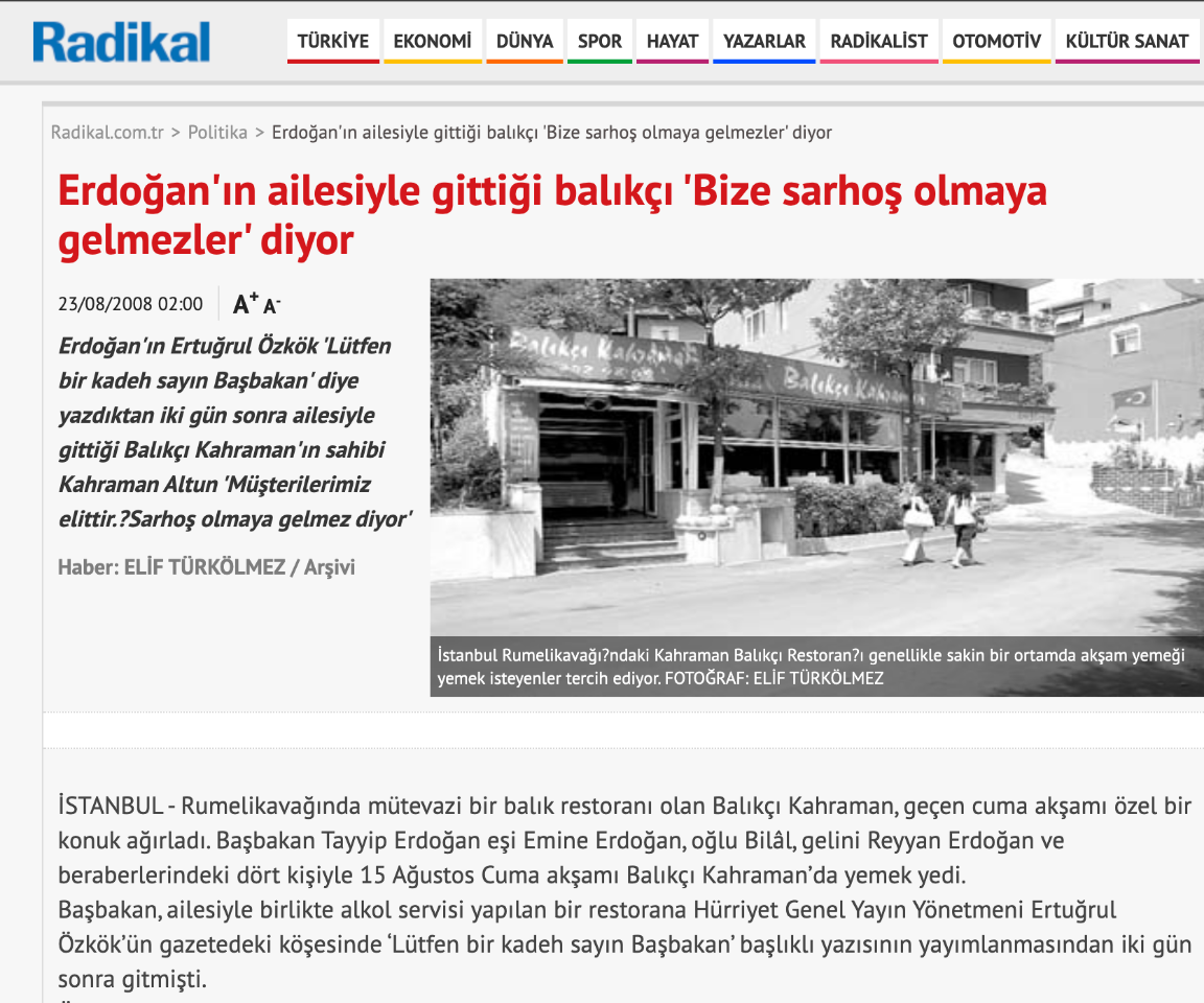 Balıkçıda yemek yediği için İmamoğlu'nu hedef gösteren Erdoğan, aynı restorana gitmiş! - Resim : 1