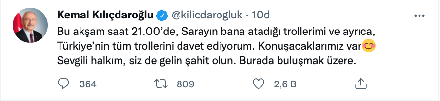 Kılıçdaroğlu, saat 21:00'de konuşacak: Türkiye'nin tüm trollerini davet ediyorum - Resim : 1