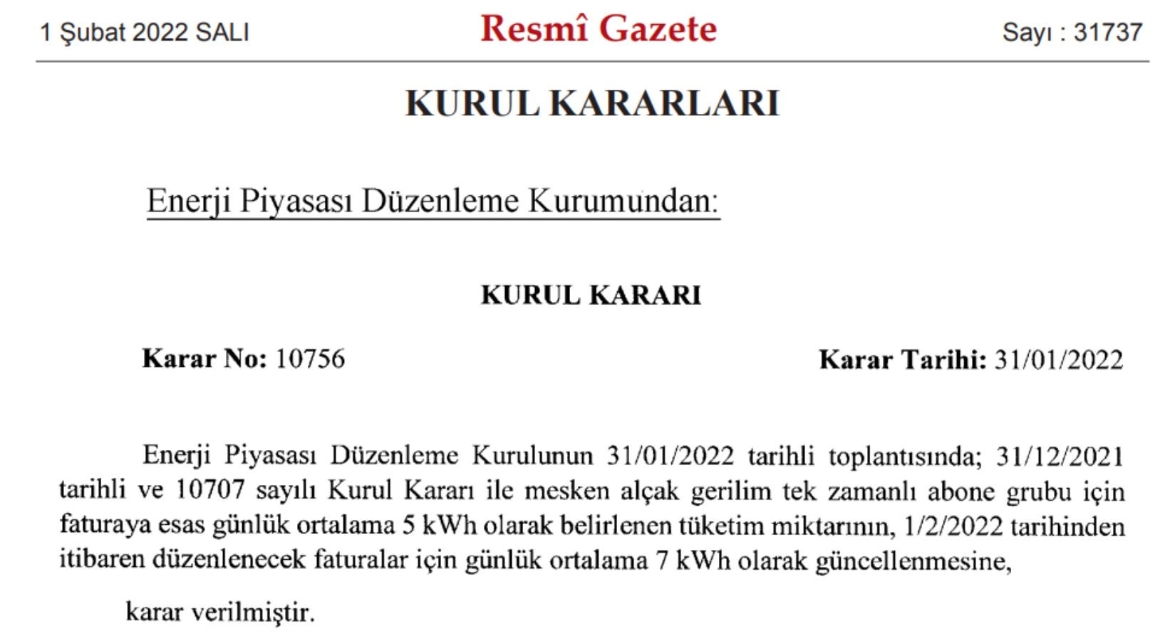 Elektrik faturası düzenlemesi Resmi Gazete'de - Resim : 1