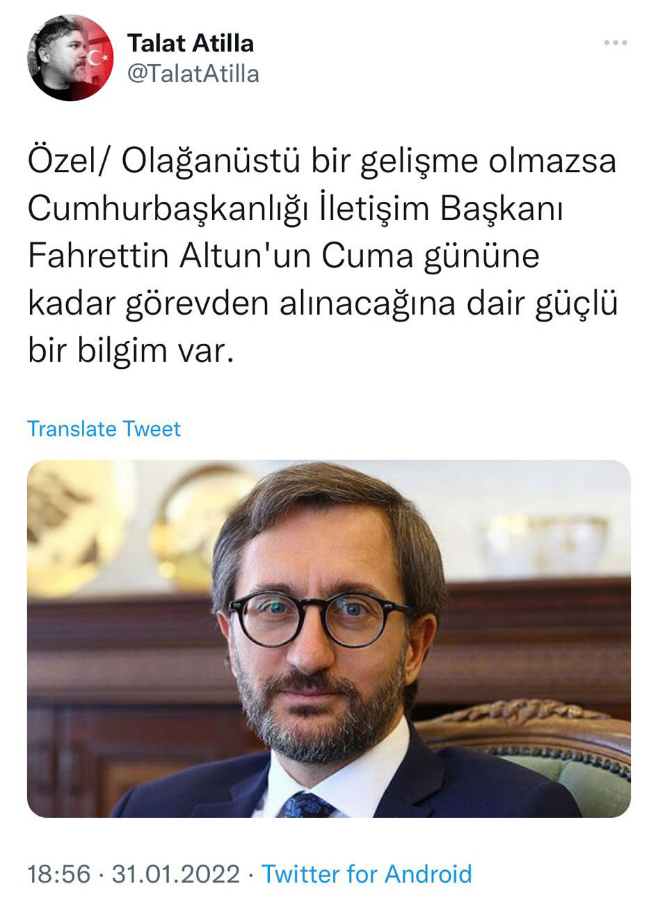 Sosyal medyayı sallayan Fahrettin Altun iddiası: Önce yazdı sonra sildi! - Resim : 2