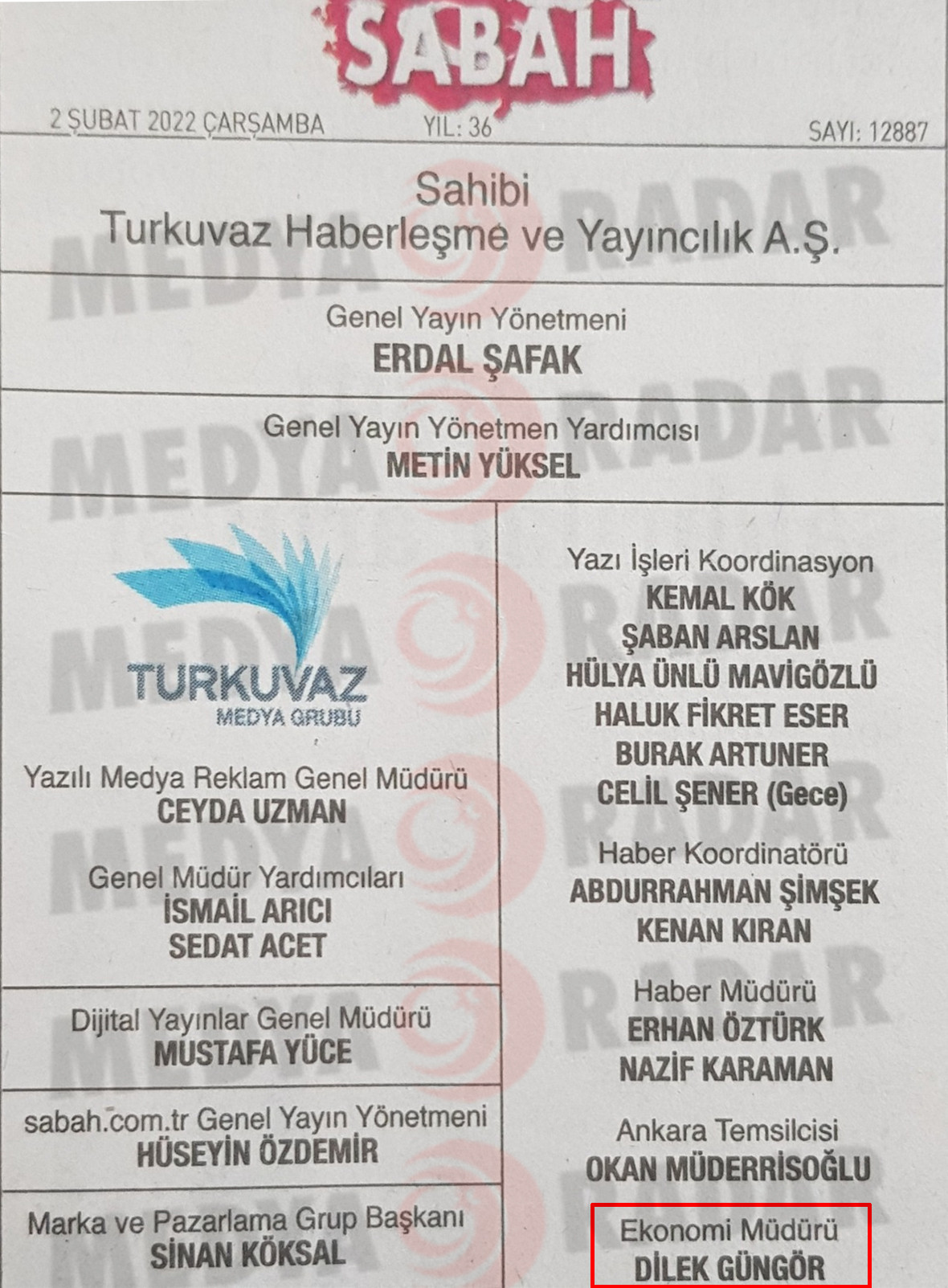 Sabah gazetesinde üst düzey atama - Resim : 1