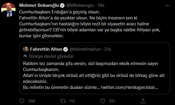 'Erdoğan' mesajı kriz çıkardı: Mehmet Bekaroğlu ve Fahrettin Altun arasında 'virüs' tartışması! - Resim : 2