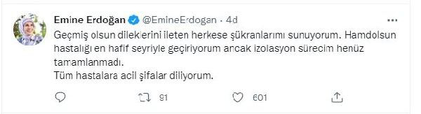 Emine Erdoğan sağlık durumunu açıkladı - Resim : 1