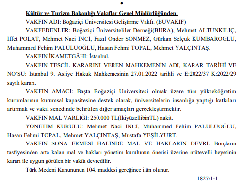 Rektör Naci İnci’den yeni hamle: Boğaziçi Üniversitesi Vakfı’na alternatif vakıf kurdu - Resim : 1