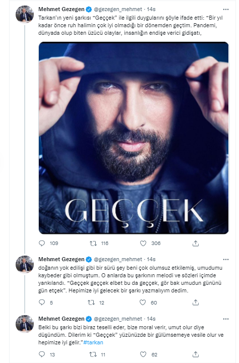 Tarkan, Türkiye'ye umut veren 'Geççek'i neden yazdığını anlattı: Şarkının melodi ve sözleri içinde yankılandı... - Resim : 3