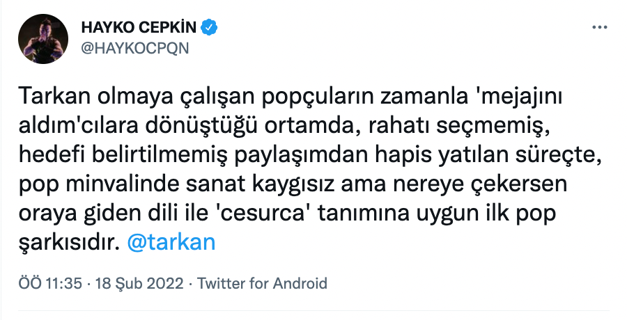 Hayko Cepkin'den Tarkan'a destek: 'Cesurca' tanımına uygun ilk pop şarkısı - Resim : 2