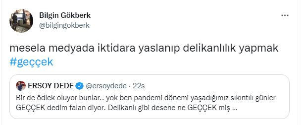 Ersoy Dede iktidar yandaşı dedi, Bilgin Gökberk ağzının payını verdi: 'Bendeki CV Nebati'de yok' - Resim : 2