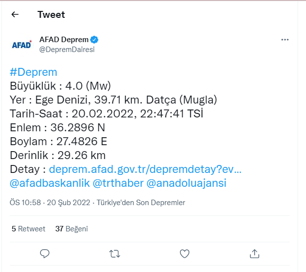 Muğla'da deprem: AFAD büyüklüğünü açıkladı - Resim : 1