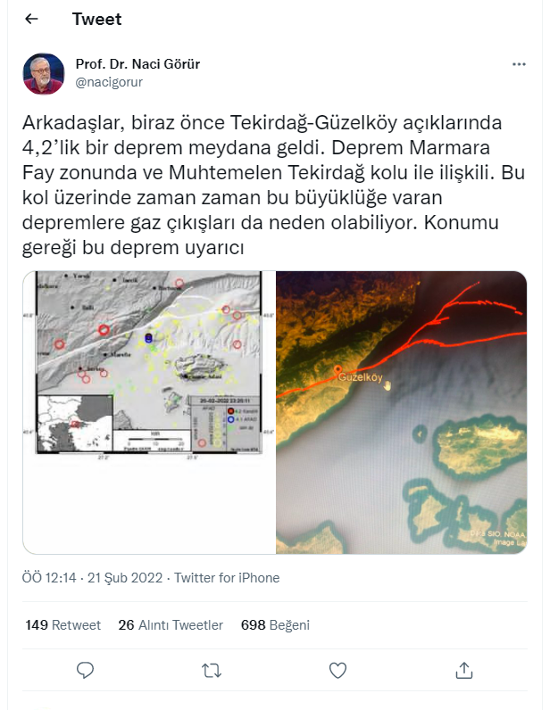 Prof. Dr. Naci Görür'den Marmara'daki deprem için kritik açıklama: 'Konumu gereği uyarıcı' - Resim : 1