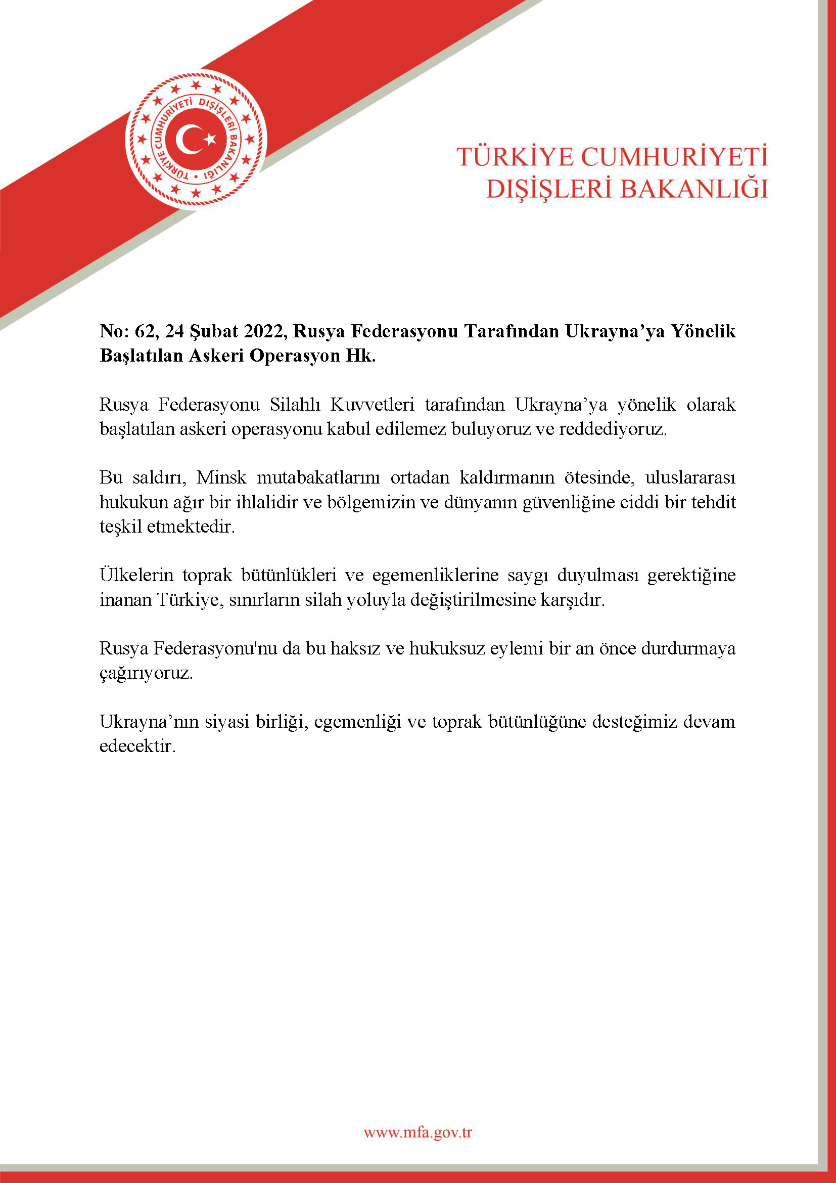 Rusya'nın Ukrayna'yı işgal harekatına Ankara'dan ilk tepki! - Resim : 1