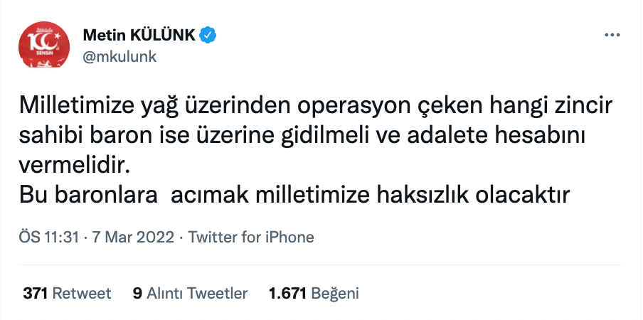 AKP'li Külünk 'Kirli elini ülkemizin üstünden çek' diye seslendi: Yağ operasyonu çeken baronun üzerine gidilsin... - Resim : 2