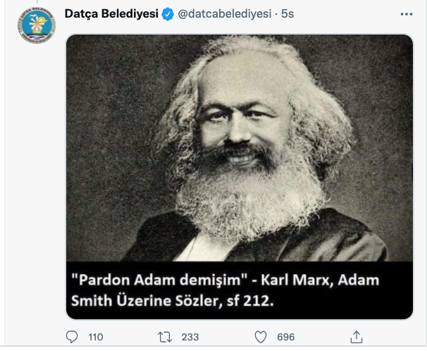 Datça Belediyesi, Karl Marx diye Suavi'yi paylaştı - Resim : 2