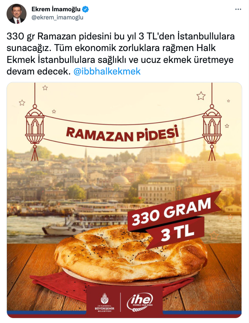 İmamoğlu açıkladı: Halk Ekmek'te Ramazan pidesinin fiyatı belli oldu - Resim : 1