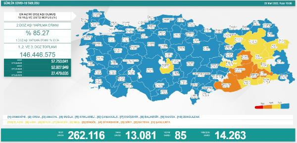 Türkiye'nin koronavirüs tablosu açıklandı: 85 kişi yaşamını yitirdi - Resim : 1