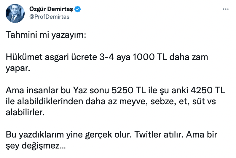 Özgür Demirtaş, asgari ücrete yapılması beklenen 'ara zamma' ilişkin tahminini paylaştı - Resim : 1