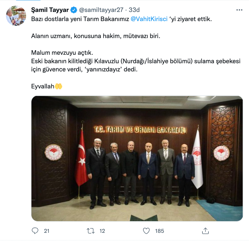 AKP'li Şamil Tayyar'ın Bekir Pakdemirli'ye tepkisi dinmiyor: 'Eski bakanın kilitlediği sulama şebekesi...' - Resim : 1