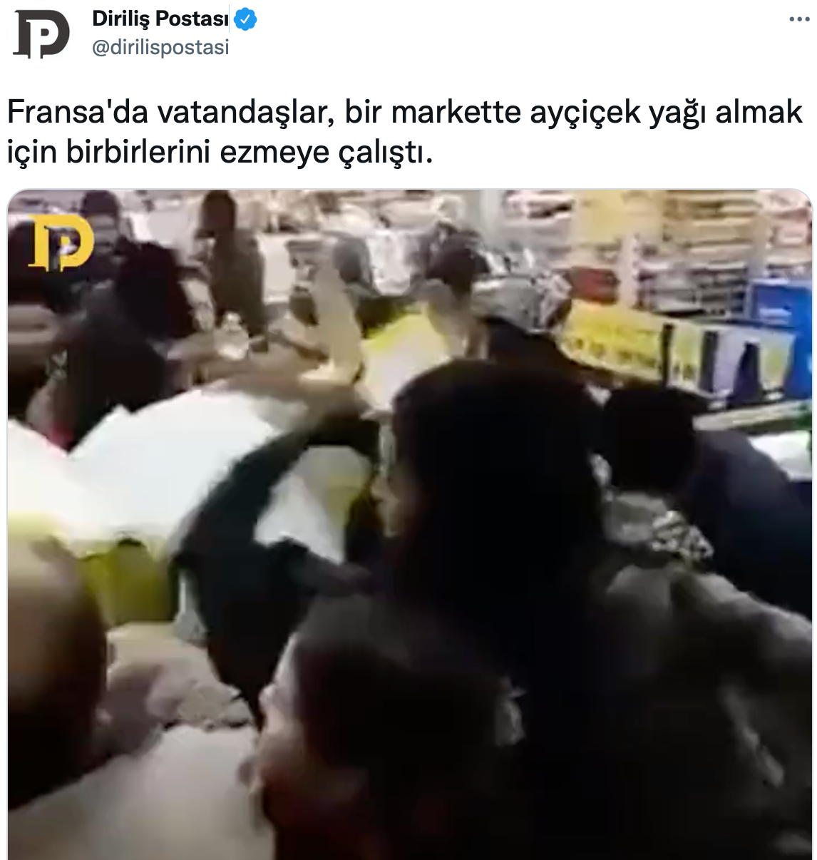 Diriliş Postası'ndan tepki çeken haber: 2015 yılındaki videoyu paylaşıp 'Fransa'da vatandaşlar ayçiçek yağı için birbirlerini ezmeye çalıştı' dedi - Resim : 1