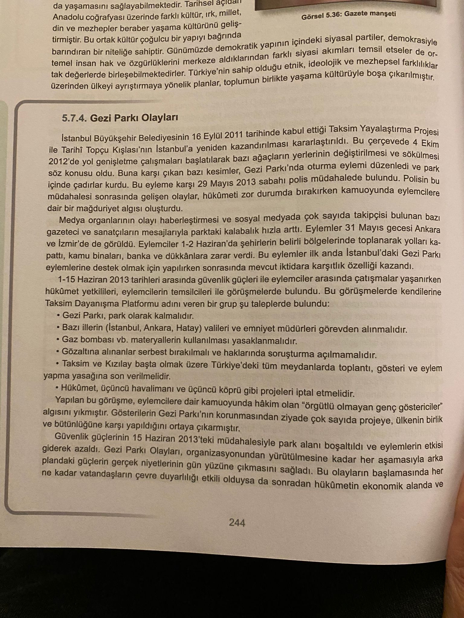 Binlerce kişinin katıldığı Gezi direnişi MEB kitaplarında: Tepki çeken ifadeler kullanıldı - Resim : 1