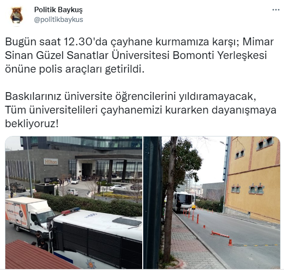 Mimar Sinan Üniversitesi'nde 'Çayhane'ye karşı polis sevk edildi - Resim : 1