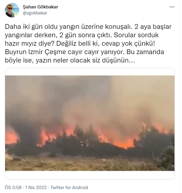 Şahan Gökbakar: '2 aya başlar yangınlar derken, 2 gün sonra çıktı; yazın neler olacak siz düşünün' - Resim : 1