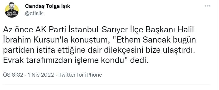 Ethem Sancak AKP'den istifa etti - Resim : 1