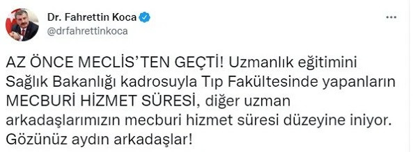 Fahrettin Koca, yeni düzenlemeyi 'gözünüz aydın arkadaşlar' diyerek duyurdu: Az önce Meclis'ten geçti - Resim : 1