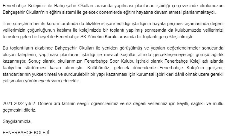 Veliler ve camia isyan etmişti: Fenerbahçe Koleji, Bahçeşehir Koleji olmadı - Resim : 1