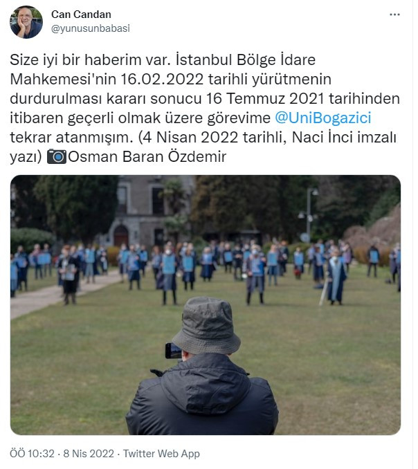 Boğaziçi Üniversitesi'nde görevine son verilen Can Candan'ın yeniden ataması yapıldı - Resim : 1