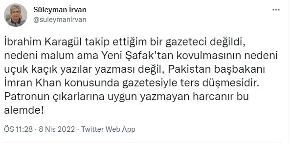 İbrahim Karagül Yeni Şafak'tan kovuldu mu? 'Patronun çıkarına uygun yazmayan harcanır' - Resim : 2