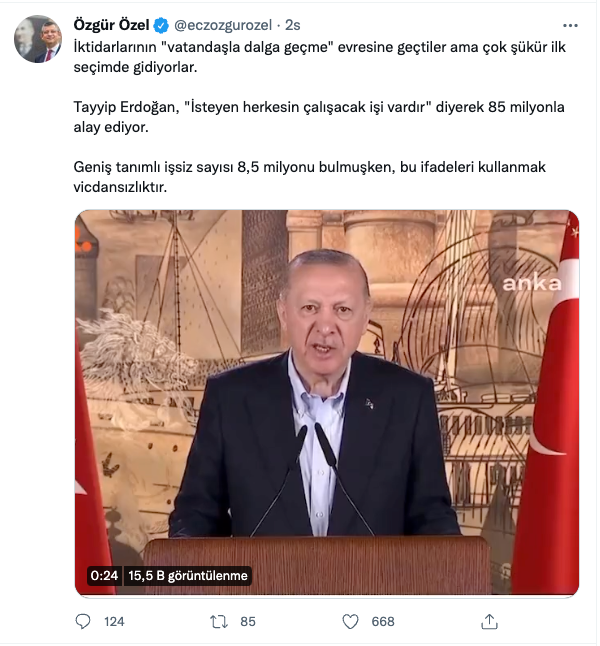 CHP'li Özel: Erdoğan, 'İsteyen herkesin çalışacak işi vardır' diyerek 85 milyonla alay ediyor - Resim : 1