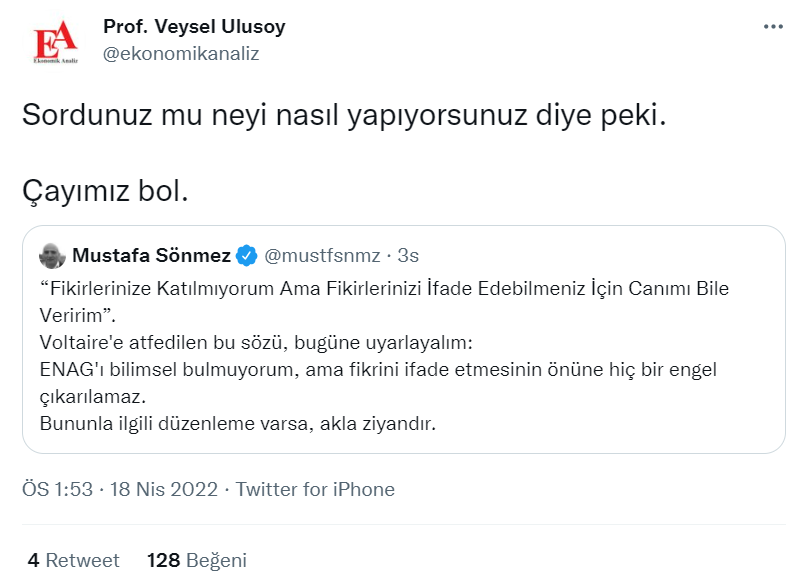 ENAG'ın kurucusu Prof. Ulusoy, ekonomist Sönmez'i çaya davet etti: Neyi, nasıl yapıyorsunuz diye sordunuz mu? - Resim : 2