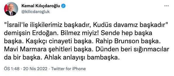 Kılıçdaroğlu'ndan Erdoğan'a 'Kudüs' yanıtı: Bilmez miyiz, sende hep başka başka - Resim : 2