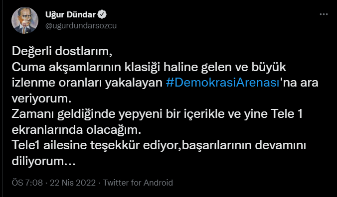 Uğur Dündar'dan ekranlara ara - Resim : 1