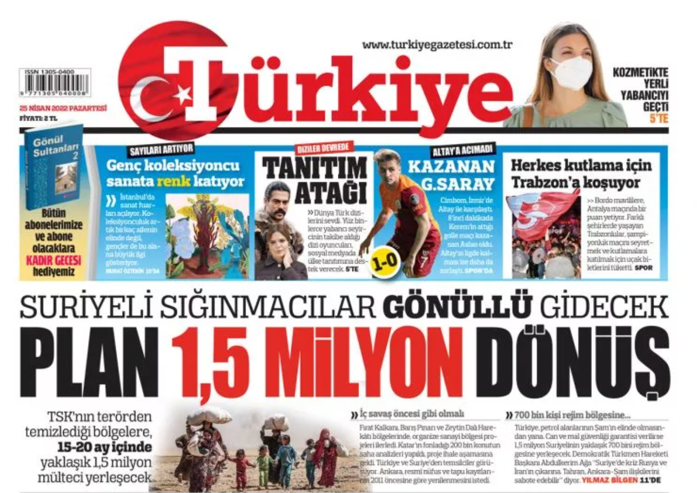 İktidara yakın gazete tarih de verdi: '1.5 milyon Suriyelinin ülkesine dönmesi hedefleniyor' - Resim : 2