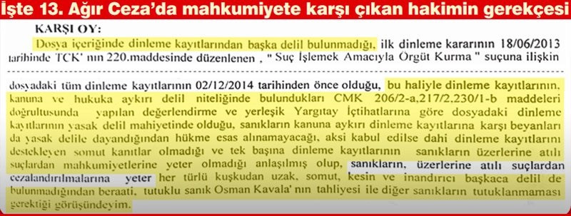 Gezi Davası hakimi ‘karşı oy’ yazısında bunları yazdı: 'Dinleme hukuksuz, başka delil yok' - Resim : 1