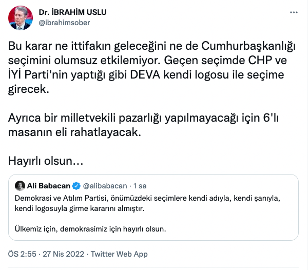 İbrahim Uslu: Babacan'ın kararı 6'lı masanın elini rahatlatacak - Resim : 1