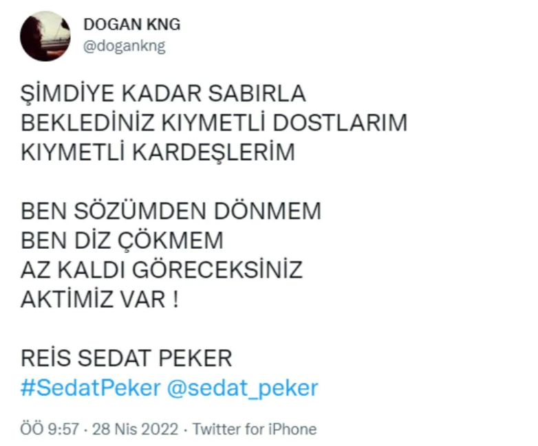 Sedat Peker'e yakın isimlerden peş peşe paylaşımlar: 'Tik tak, tik tak...' - Resim : 2