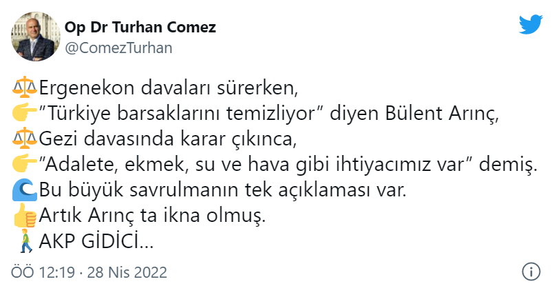 Erdoğan'ın eski doktoru Turhan Çömez'den Bülent Arınç paylaşımı: 'O da ikna olmuş. AKP gidici' - Resim : 1