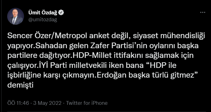 Partisinin oy oranını düşük bulan Ümit Özdağ, anket şirketine çattı: 'Anket değil, siyaset mühendisliği yapılıyor' - Resim : 1