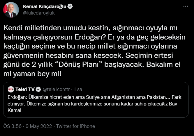 Erdoğan'ın 'Sığınmacı kardeşlerimize sahip çıkacağız' açıklamasına Kılıçdaroğlu'ndan yanıt - Resim : 2